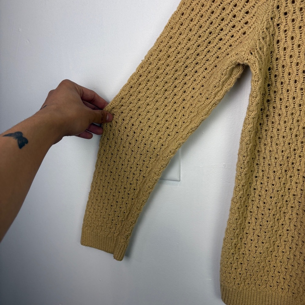 Talbots Neutral Cozy Knit Crewneck Sweater Button-Shoulder Textured Pullover - Picture 5 of 9